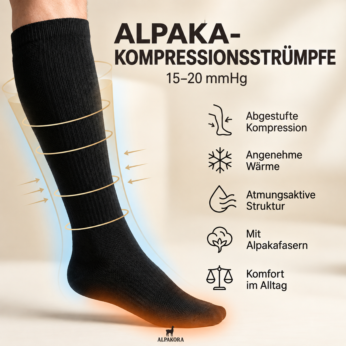 Alpaka-Kompressionsstrümpfe – ALPAKORA