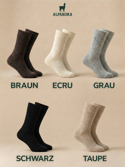 Alpaka-Wintersocken in Braun, Ecru, Grau, Schwarz und Taupe