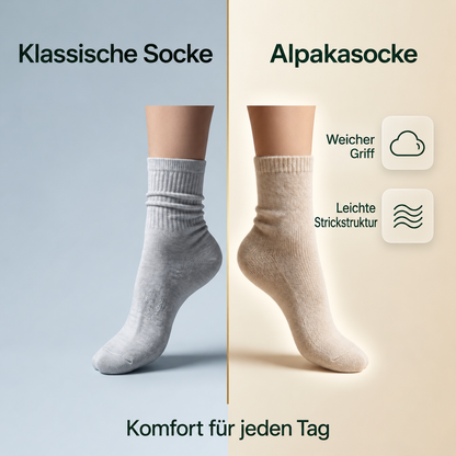 Leichte Alpakasocken – Strickstruktur im Vergleich